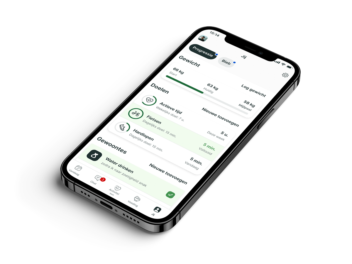 Een andere mockup van de coaching app met meer functies.